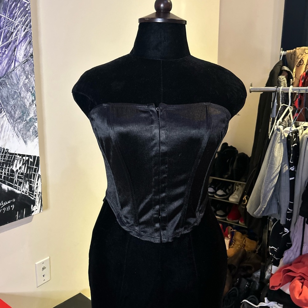 Black silky corset top